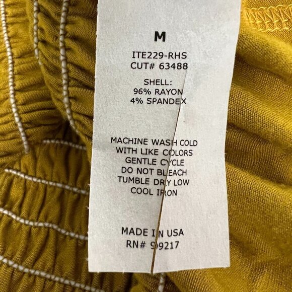 Moa Moa Womens Mustard Ruffle Long Sleeve Round Neck Smocked Top Size Medium - Picture 8 of 8